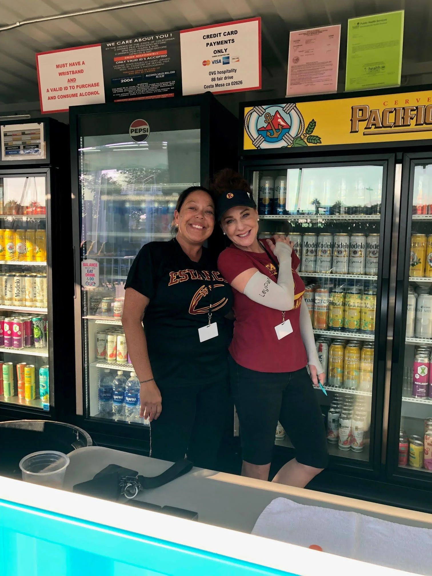 Smiles working the booth