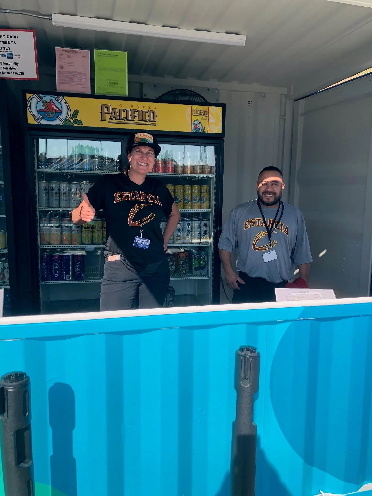 Smiles working the booth